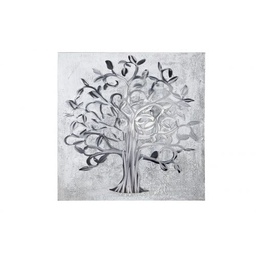 [2100000035267] Original Leinwandbild &quot;Lebensbaum&quot; mit Alu Elementen 90 x 90 cm