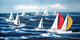 [2100000140282] Org. Leinwandbild &quot;Raue See Regatta&quot; 60 x 120 cm