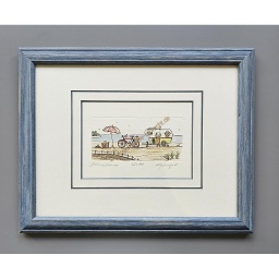 [2100000140657] Org. Radierung &quot;Urlaubsträume&quot; M. Hempel 18 x 24 cm