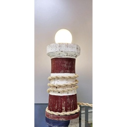 [2100000140886] Deko Leuchtturmlampe Holz H 24 cm