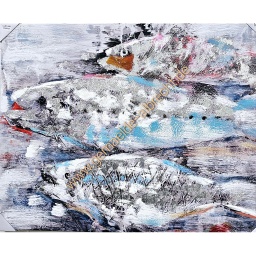[2100000141609] Original Leinwandbild &quot;Fische abstrakt&quot; 80 x 100 cm
