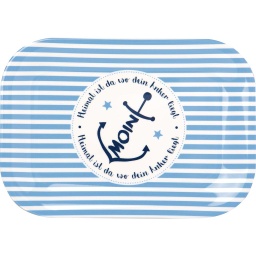 [2100000124848] Tablett &quot;Moin Anker&quot; blue L 20,5 cm 