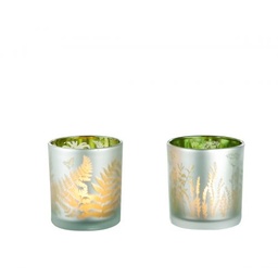 [2100000142811] Glas Windlicht &quot;Farn Windblume&quot; H 8 cm 