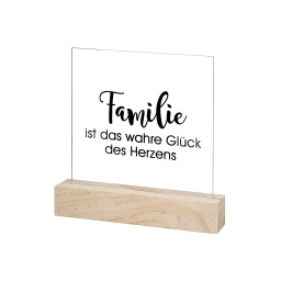 [2100000143092] Deko Aufsteller Glas/Holz &quot;Botschaften&quot; H 17 cm