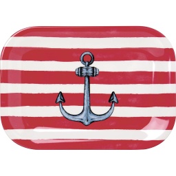 [2100000124824] Tablett &quot;Sailors Anchor&quot; red L 20,5 cm