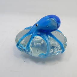 [2100000145850] Glas Art Skulptur &quot;Octopus auf Fische&quot; H 8,5 cm 