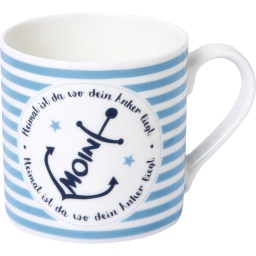 [2100000124886] Tasse &quot;Moin Anker&quot; blue China Porzellan H 8,5 cm