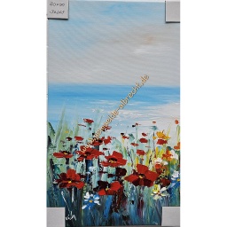 [2100000147250] Original Leinwandbild &quot;Blumenwiese&quot; 30 x 50 cm mit Rahmen