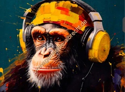 [2100000147755] Original Leinwand &quot;Music Monkey&quot; 90 x 120 cm