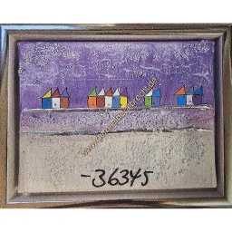 [2100000148493] Original Lea Bach &quot;Strandkörbe&quot; violett/sand 18 x 24 cm 