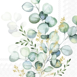 [2100000149513] Servietten Lunch &quot;Eucalyptus Bouquet gold&quot; 33 x 33 cm 