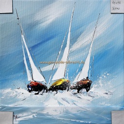 [2100000152063] Org. Leinwandbild &quot;Segelturn blau&quot; 40x40 cm