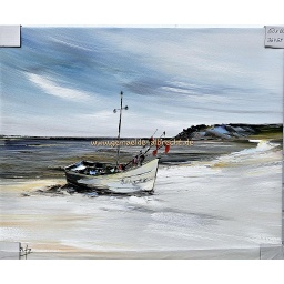 [2100000152322] Org. Leinwandbild &quot;Boot weiss&quot; 50x60 cm 