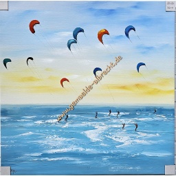 [2100000152476] Org. Leinwandbild &quot;Kitesurfer&quot; 80x80 cm 