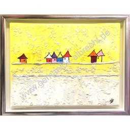 [2100000132133] Original Lea Bach &quot;Häuschen&quot;  18 x 24 cm mango/sand 