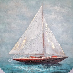 [2100000132447] Original Leinwandbild &quot;Segelboot&quot; 80 x 80 cm