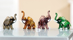 [2100000132638] Skulptur Glas Elefant farblich sortiert H 7 cm