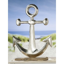 [2100000114641] Skulptur Anker &quot;Maritim&quot; Alu auf Holzsockel H 56 cm